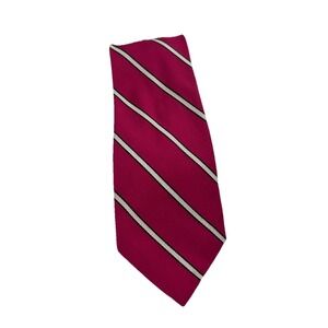 Breur Men's Silk Tie White Pink Stripes 61"‎ Designer Made In Italy
